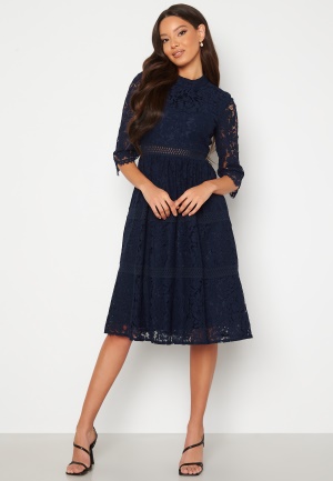 Happy Holly High Neck Lace Dress Navy 46