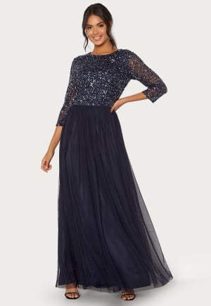 Se AngelEye Sequin Bodice Maxi Dress Navy L (UK14) ved Bubbleroom