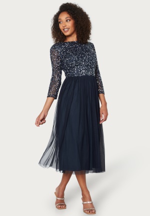 Se AngelEye Sequin Bodice Mid Dress Dark blue L (UK14) ved Bubbleroom