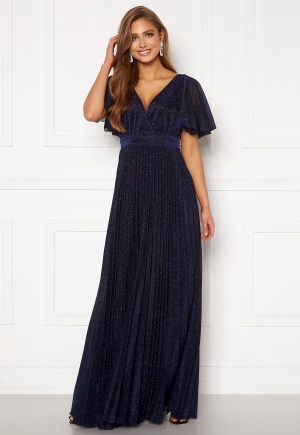 Se Goddiva Flutter Glitter Dress Navy XS (UK8) ved Bubbleroom