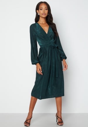 Se Bubbleroom Occasion Wrap Tie Midi Dress Petrol 34 ved Bubbleroom