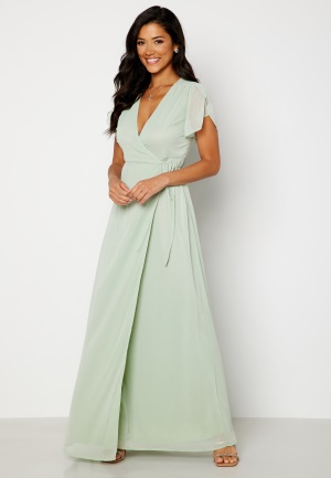 Se Bubbleroom Occasion Grienne Wrap Gown Dusty green 3XL ved Bubbleroom