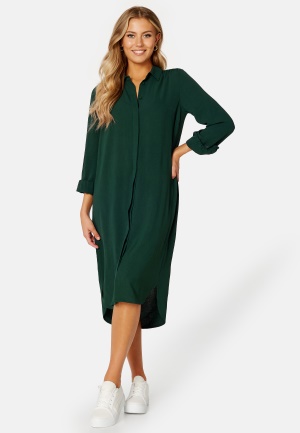 Se BUBBLEROOM Matilde Shirt Dress Dark green XS ved Bubbleroom