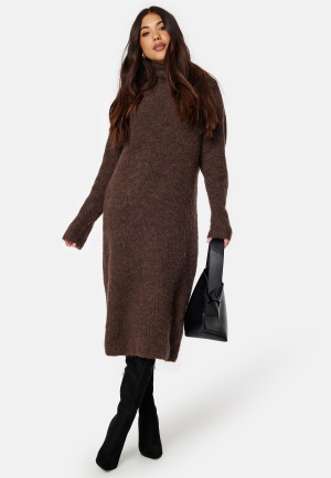 Se BUBBLEROOM CC Chunky knitted wool mix dress Brown L ved Bubbleroom