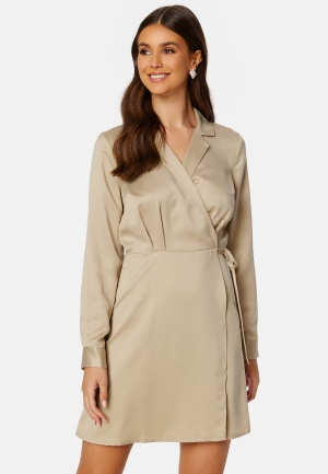 BUBBLEROOM Destinee wrap dress Light nougat 34