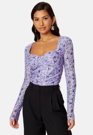 BUBBLEROOM Melandra mesh bustier top Lilac/Floral S