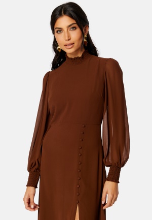 FOREVER NEW Sasha High Neck Midi Dress Rich Cinnamon 36