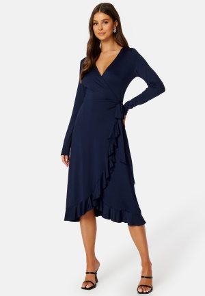 Se Happy Holly Lianna Frill Dress Navy 36/38 ved Bubbleroom