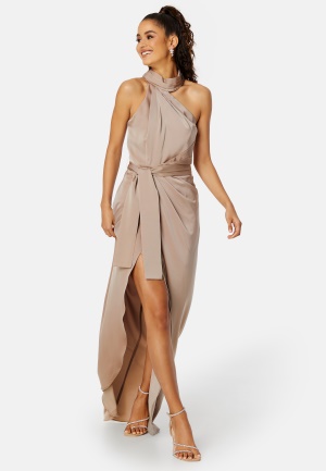 Elle Zeitoune Grace High Neck Dress Bronzed Champagne M (UK12)