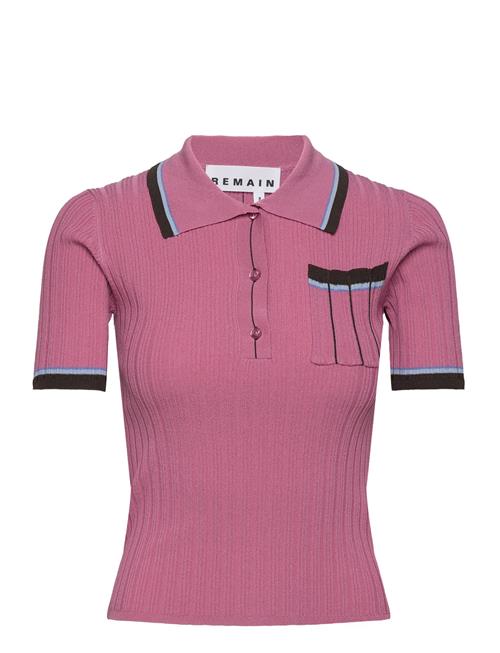 REMAIN Birger Christensen Knit Fitted Polo Shirt REMAIN Birger Christensen Pink