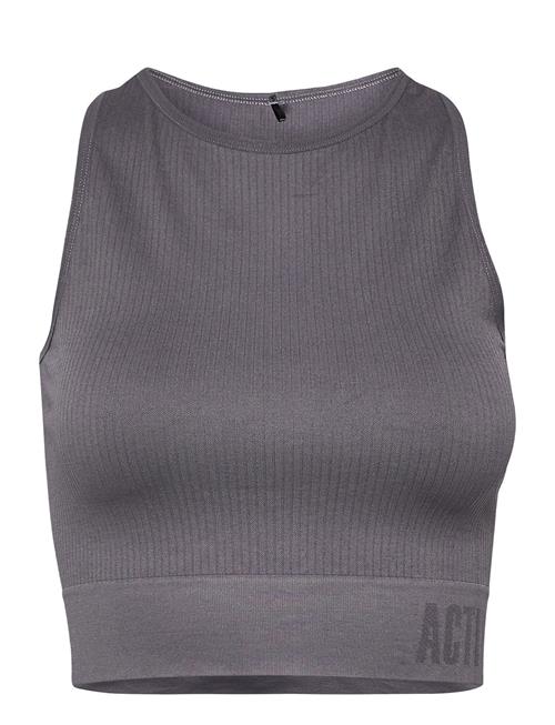 Se Zizzi Amy, S/L, Seamless Rib Top Zizzi Grey ved Booztlet