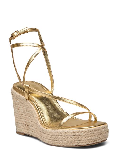 Mango Metallic Wedge Sandals With Straps Mango Gold