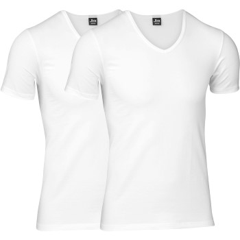 Se JBS 2P Organic Cotton V-Neck T-shirt Hvid økologisk bomuld Medium Herre ved Timarco