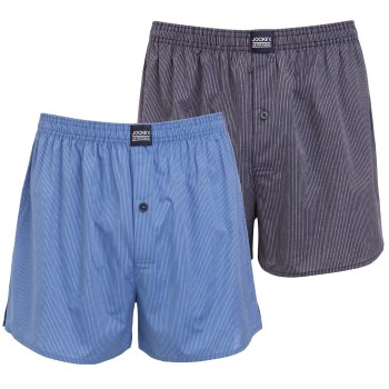 Jockey 2P Woven Boxer Shorts Blå/Grå bomuld Medium Herre