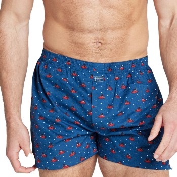 Jockey Woven Poplin Boxer Shorts Blå/Rød bomuld Medium Herre