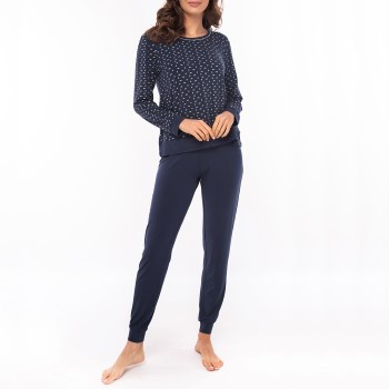 Lady Avenue Bamboo Long Sleeve Pyjamas Marine mønster Bambus Small Dame