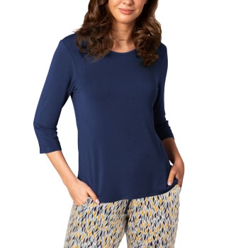 Lady Avenue Bamboo Pyjamas Three Quarter Sleeve Marine mønster Bambus Small Dame