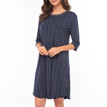 Se Lady Avenue Bamboo Three Quarter Sleeve Nightdress Marine mønster Bambus Medium Dame ved Timarco