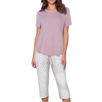 Lady Avenue Shortsleeve PJ With Pirate Pants Lavendel Bambus Large Dame