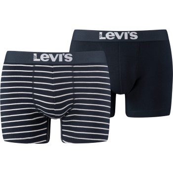 Levis 2P Base Stripe Boxer Hvid/Marine bomuld Large Herre