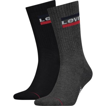 Levis Strømper 2P Sport Regular Cut Sock Sort/Grå Str 39/42