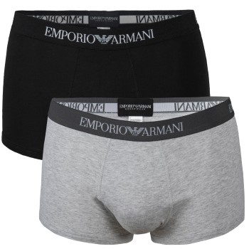 Emporio Armani Armani Pure Cotton Trunk 2P Grå/Sort bomuld Medium Herre