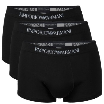 Emporio Armani Armani Pure Cotton Trunks 3P Sort bomuld Small Herre