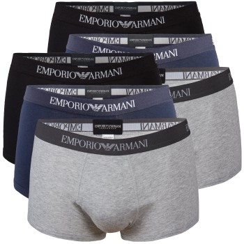 Emporio Armani Armani Pure Cotton Trunks 6P Grå/Blå bomuld Small Herre