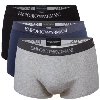 Emporio Armani Armani Pure Cotton Trunks 3P Grå/Blå bomuld Large Herre