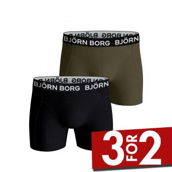 Björn Borg 2P Cotton Stretch Shorts 2112 Sort/Grøn bomuld Small Herre