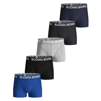 Björn Borg 5P Cotton Stretch Shorts For Boys Blå/Grå bomuld 158-164