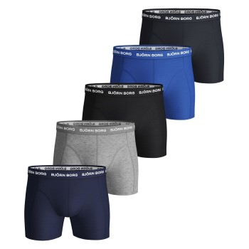 Se Björn Borg 5P Essential Shorts Solids Blå/Grå bomuld Large Herre ved Timarco