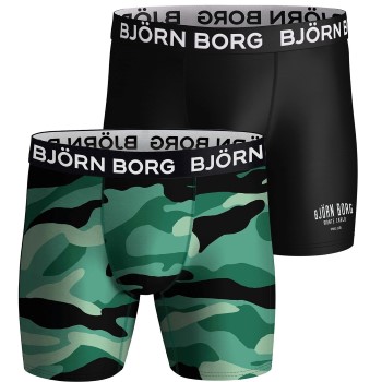 Björn Borg 2P Performance Boxer 1727 Sort/Grøn polyester Small Herre