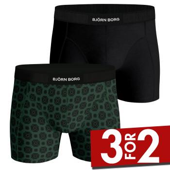 Björn Borg 2P Premium Cotton Stretch Boxer Sort/Grøn bomuld X-Large Herre