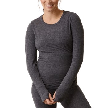 Boob Merino Wool Long Sleeve Top Mørkgrå  merinould Small Dame