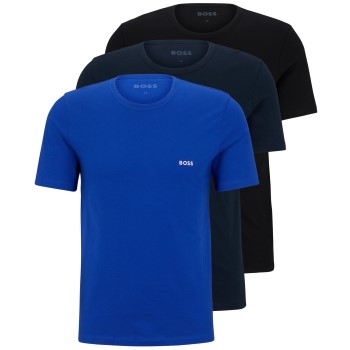 Se BOSS 3P Classic Cotton Solid T-Shirt Sort/Blå bomuld Large Herre ved Timarco