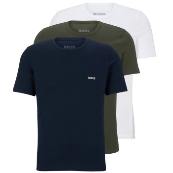 Se BOSS 3P Classic Cotton Solid T-Shirt Blå/Grøn bomuld Large Herre ved Timarco