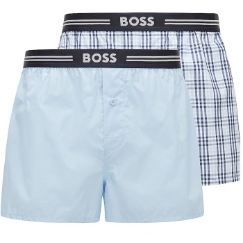 BOSS 2P EW Boxer Shorts Lyseblå/Ternet polyester Small Herre