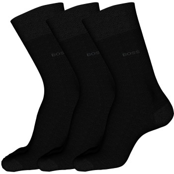 BOSS Strømper 3P RS Finest Soft Cotton Sock Sort Str 47/50 Herre