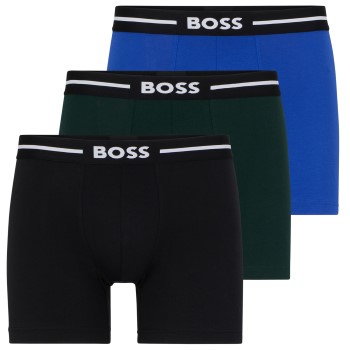 BOSS 3P Solid Cotton Bold Boxer Sort/Blå bomuld Medium Herre