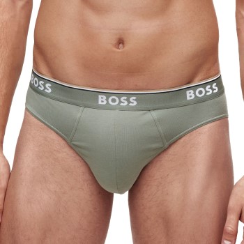 BOSS 3P Solid Cotton Power Brief Blå/Grøn bomuld Large Herre