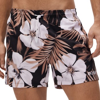 BOSS Badebukser Turtle Recycled Swim Shorts Sort mønstret polyester X-Large Herre