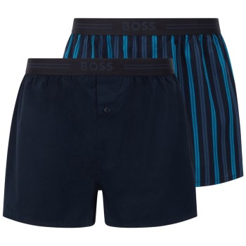 Se BOSS 2P Woven Boxer Shorts With Fly Blå/Lila bomuld X-Large Herre ved Timarco