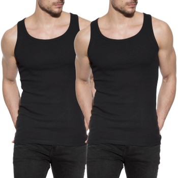 Bread & Boxers Bread and Boxers Men Tanks 2P Sort økologisk bomuld Large Herre