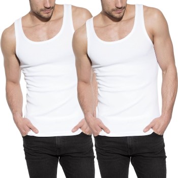 Bread & Boxers Bread and Boxers Men Tanks 2P Hvid økologisk bomuld Medium Herre