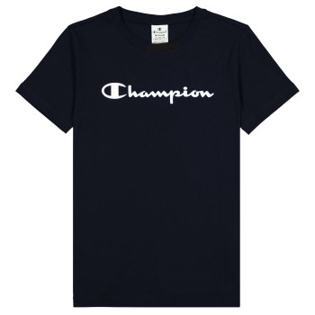 Se Champion American Classics Crewneck T-shirt W Marineblå bomuld Small Dame ved Timarco