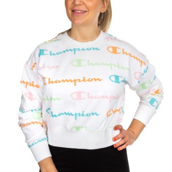 Se Champion American Classics Women Crewneck Print Hvid Mønster Medium Dame ved Timarco