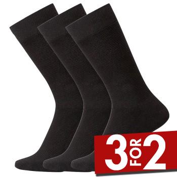 Claudio Strømper 3P Rib Heavy Cotton Socks Sort Str 40/47 Herre