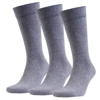 Amanda Christensen Strømper 3P True Combed Cotton Sock Grå Str 39/42