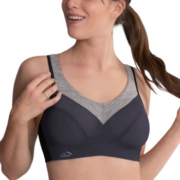 Anita Bh Active Wool Sport Bra Grå/Sort A 80 Dame